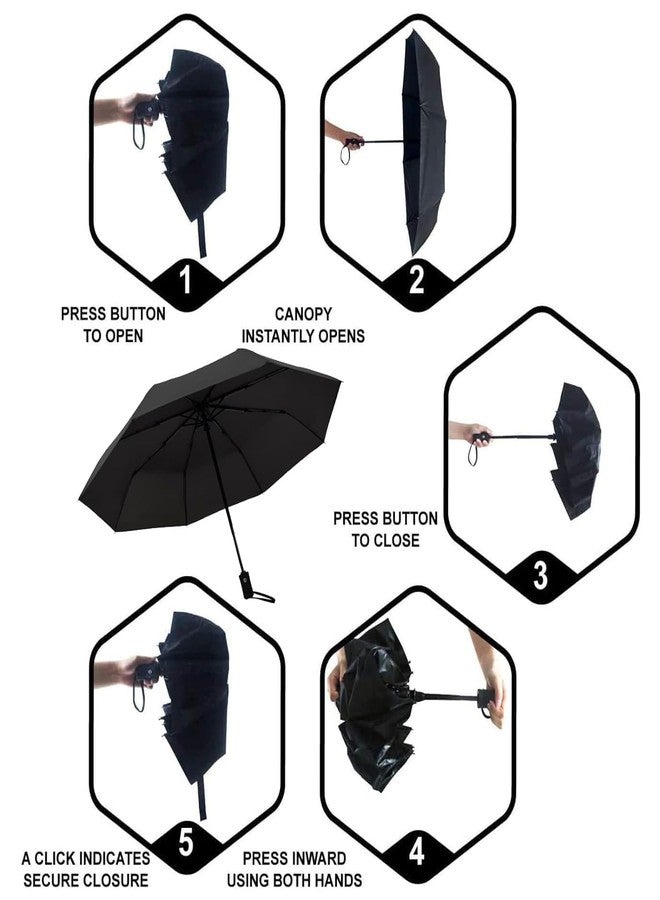 castanea Umbrella for Rain with Bag Cover for Rain, Windproof, UV Protection with 3 Fold Umbrella and Waterproof Bag Cover for Travel (Black Umbrella & Bag Cover) - Image 5